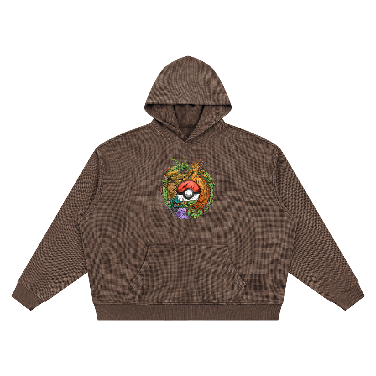 PHT  Vintage Wash Waffle Boxy Hoodie Colour Logo