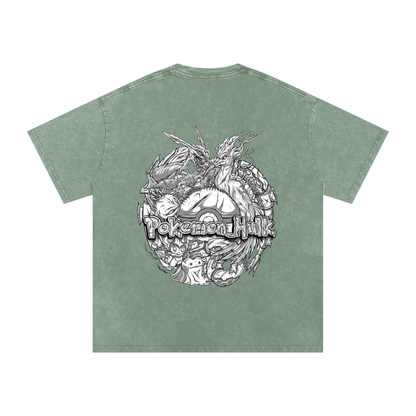 PHT Snow Washed Oversized Cotton T-Shirt B&W Logo