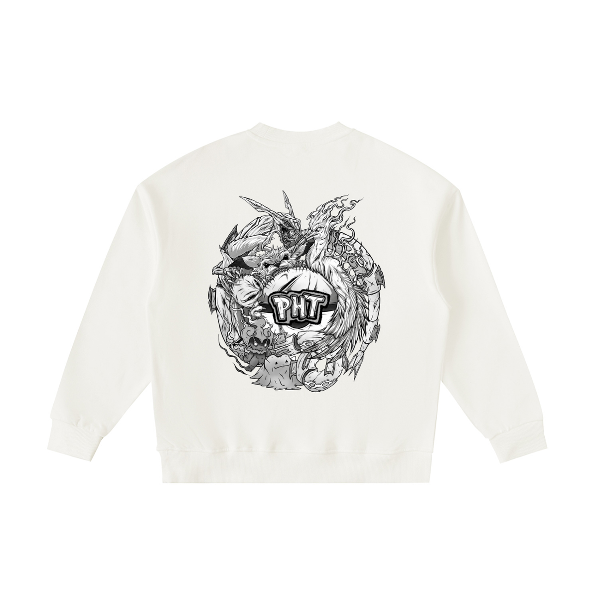 PHT  Fleece Kids' Crewneck Sweatshirt B&W Logo