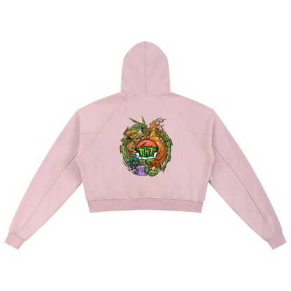 PHT Snow Washed Cropped Hoodie Colour Logo