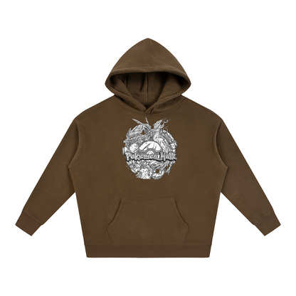 PHT Oversize Fleeced Hoodie B&W Logo