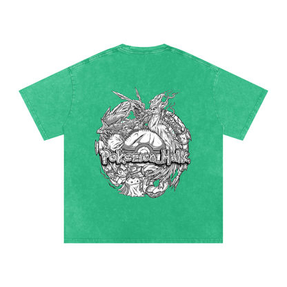 PHT Snow Washed Oversized Cotton T-Shirt B&W Logo