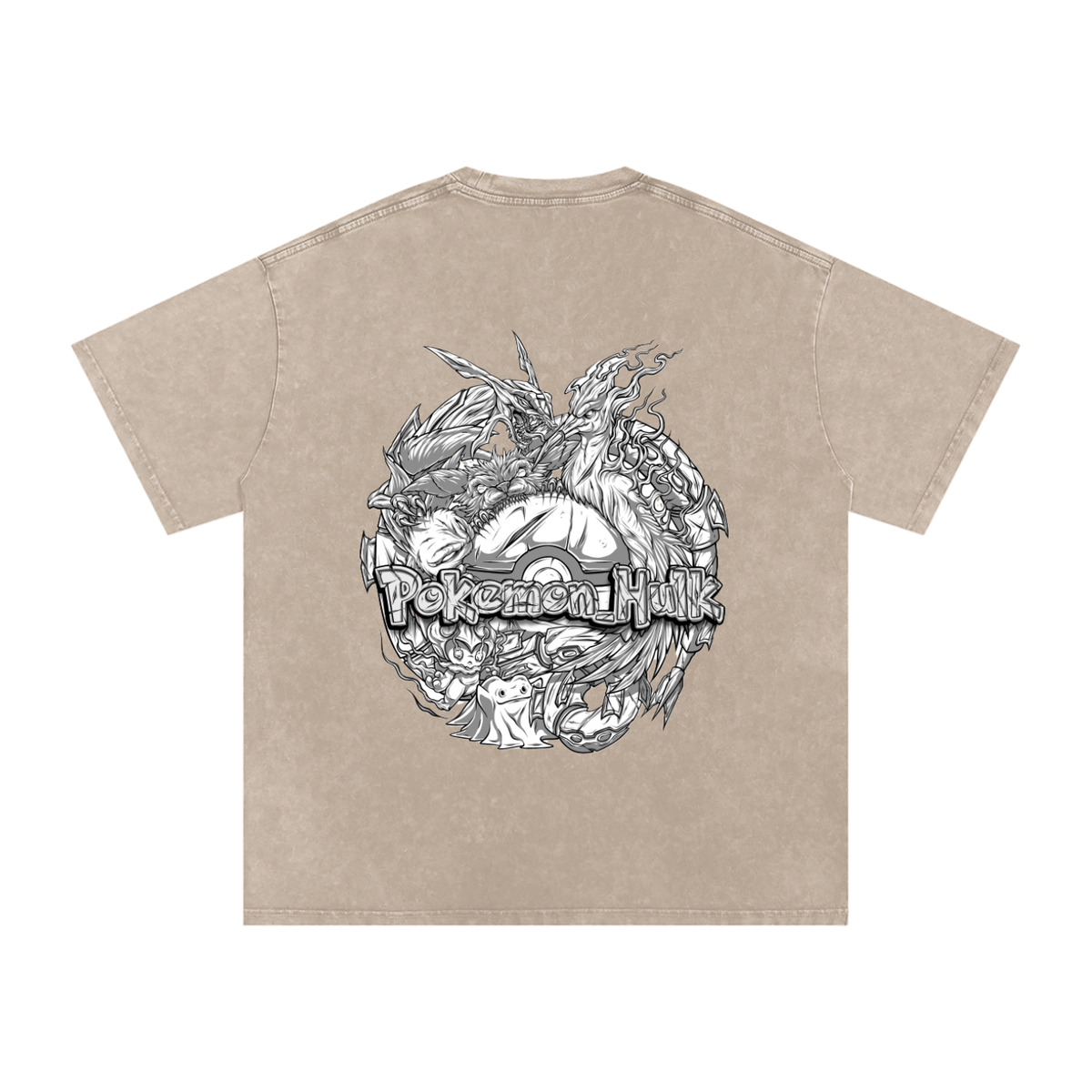 PHT Snow Washed Oversized Cotton T-Shirt B&W Logo