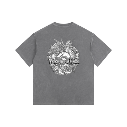PHT Vintage Washed Oversized Cotton T-Shirt B&W Logo