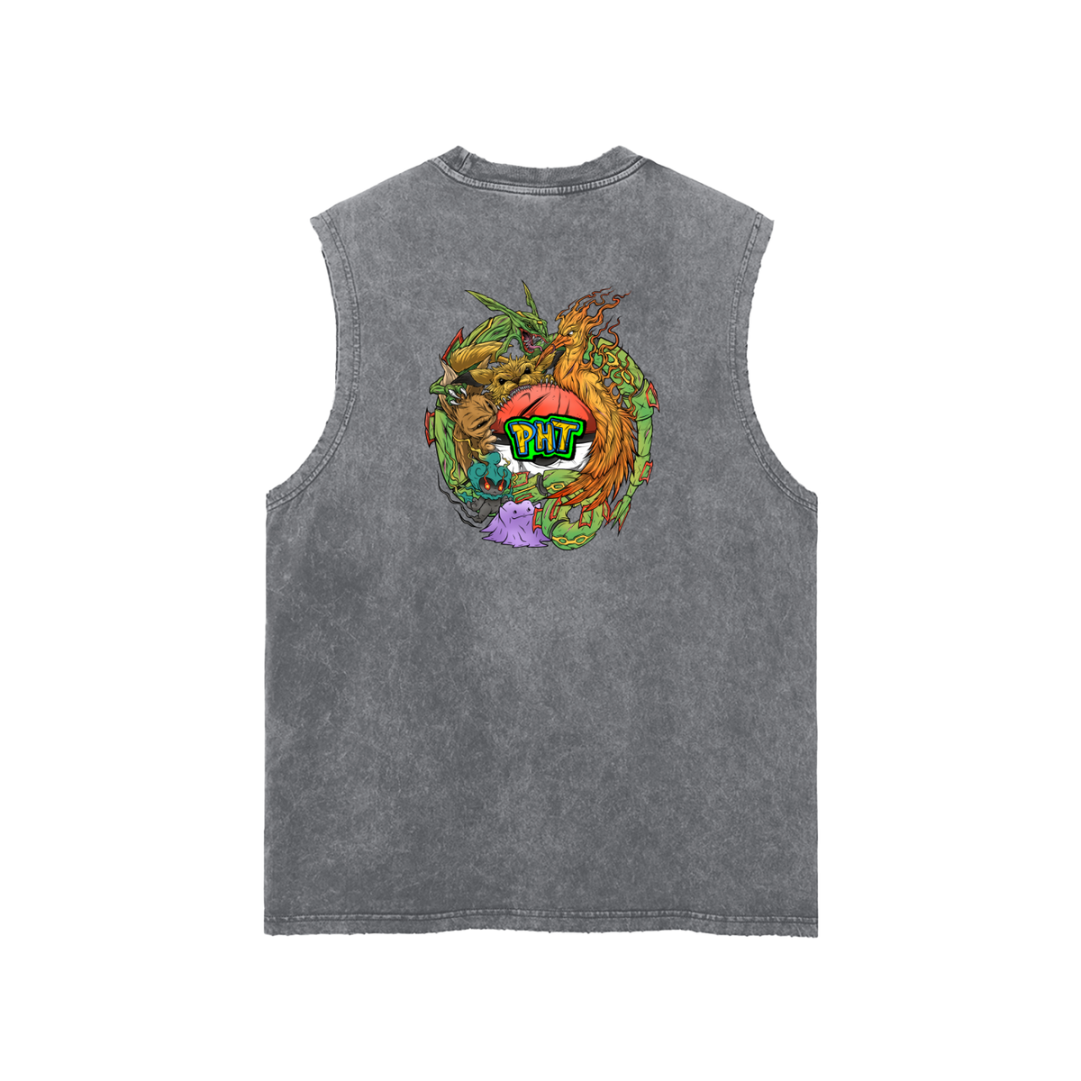 PHT Snow Washed Frayed Hem Tank Top Colour logo