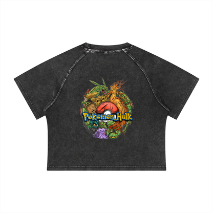 PHT Women's Mineral Wash Raglan Crop T-Shirt
