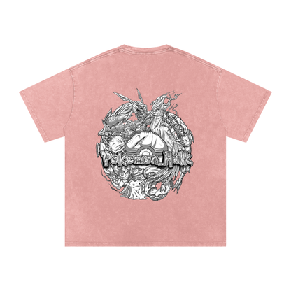 PHT Snow Washed Oversized Cotton T-Shirt B&W Logo