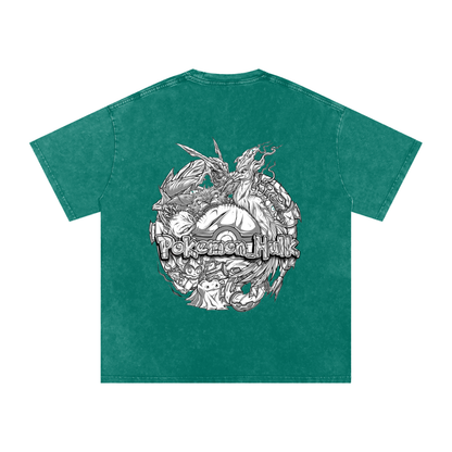 PHT Snow Washed Oversized Cotton T-Shirt B&W Logo