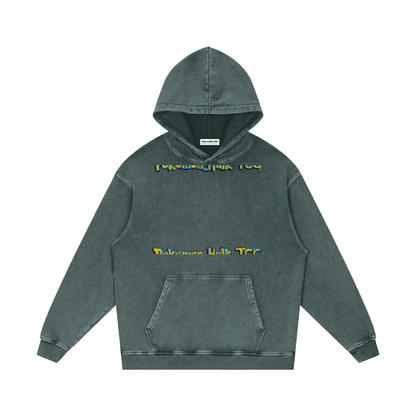 PHT Snow Washed Loose Cotton Hoodie Colour Logo