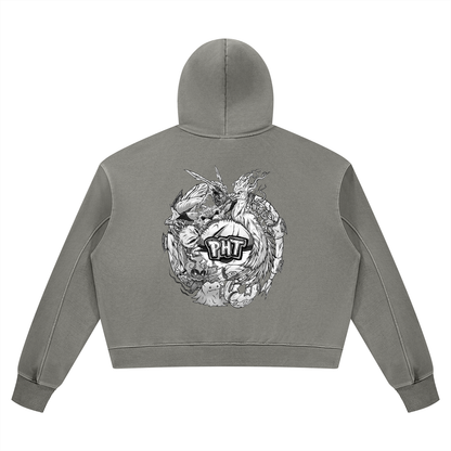 PHT Women’s Vintage Wash Heavyweight Hoodie B&W Logo