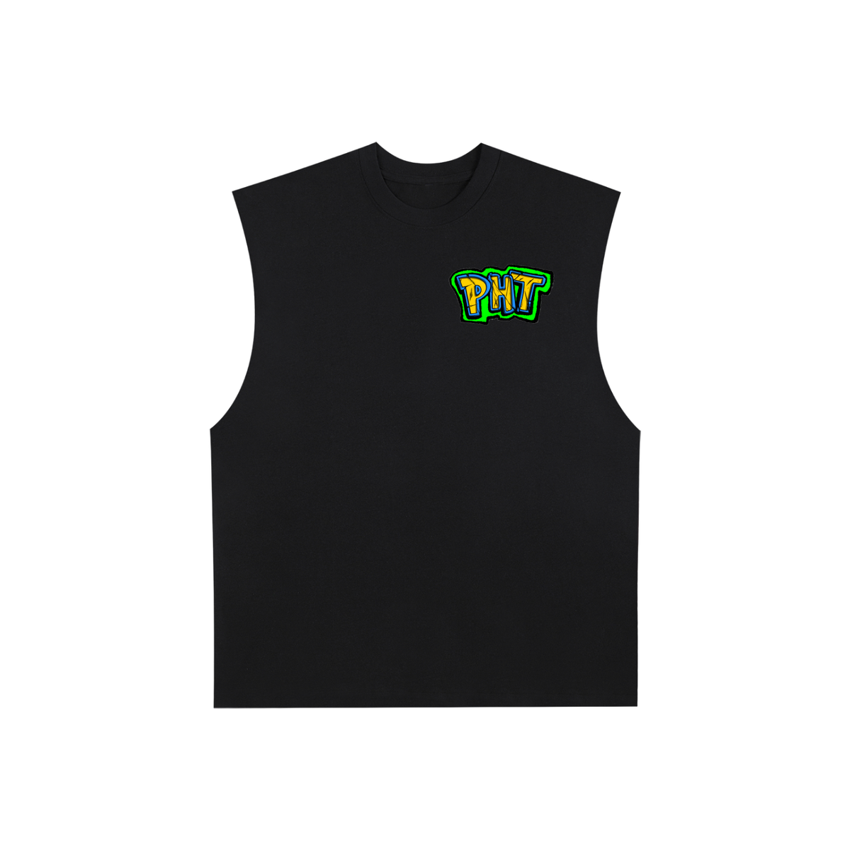 PHT Raw Edge Cotton Tank Top B&W Logo