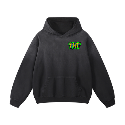 PHT Heavyweight Sunfade Oversized Hoodie B&W Logo