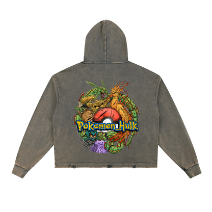 PHT Vintage Washed Frayed-Hem Hoodie Colour Logo