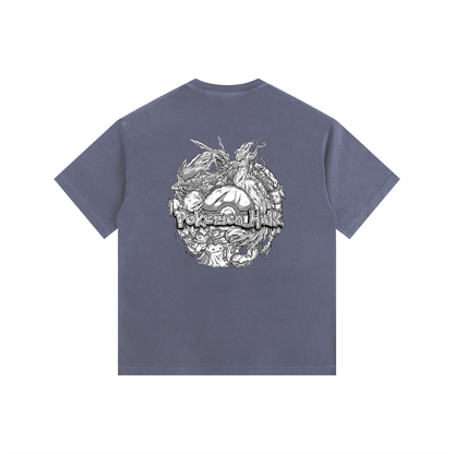 PHT Vintage Washed Oversized Cotton T-Shirt B&W Logo
