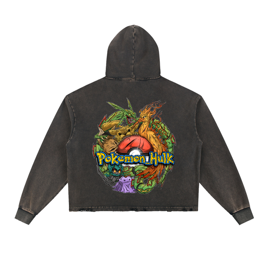 PHT Vintage Washed Frayed-Hem Hoodie Colour Logo