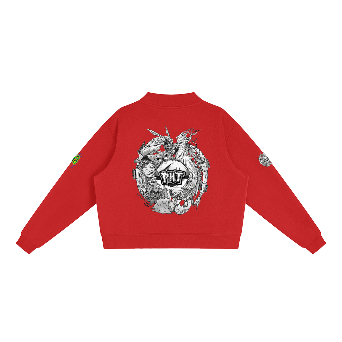 PHT Fleece Mock-Neck Crew Sweatshirt B&W Logo