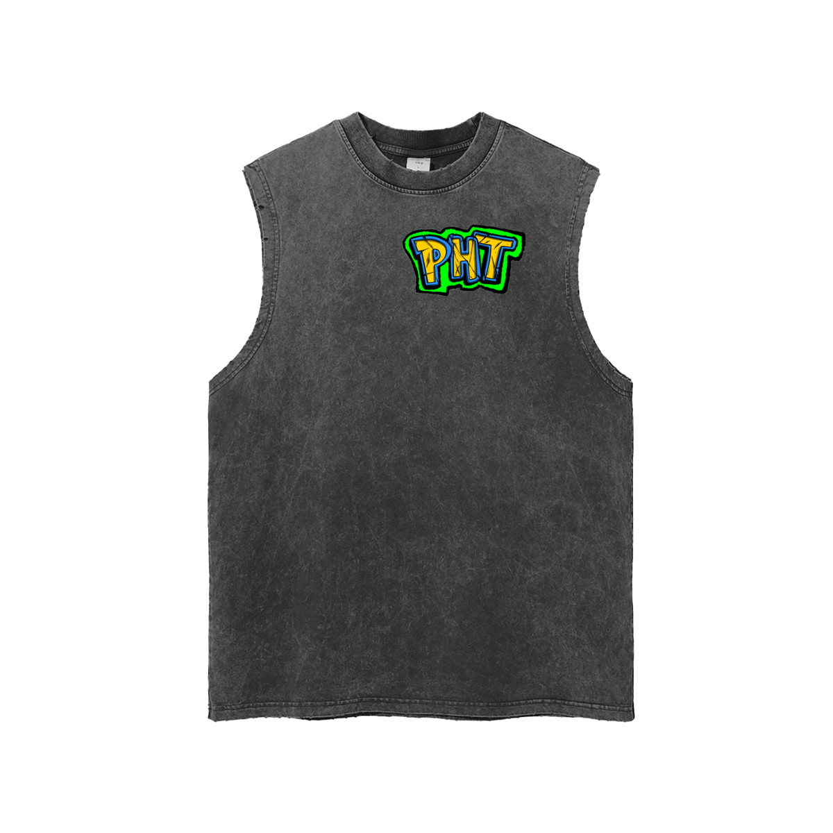 PHT Snow Washed Frayed Hem Tank Top Colour logo