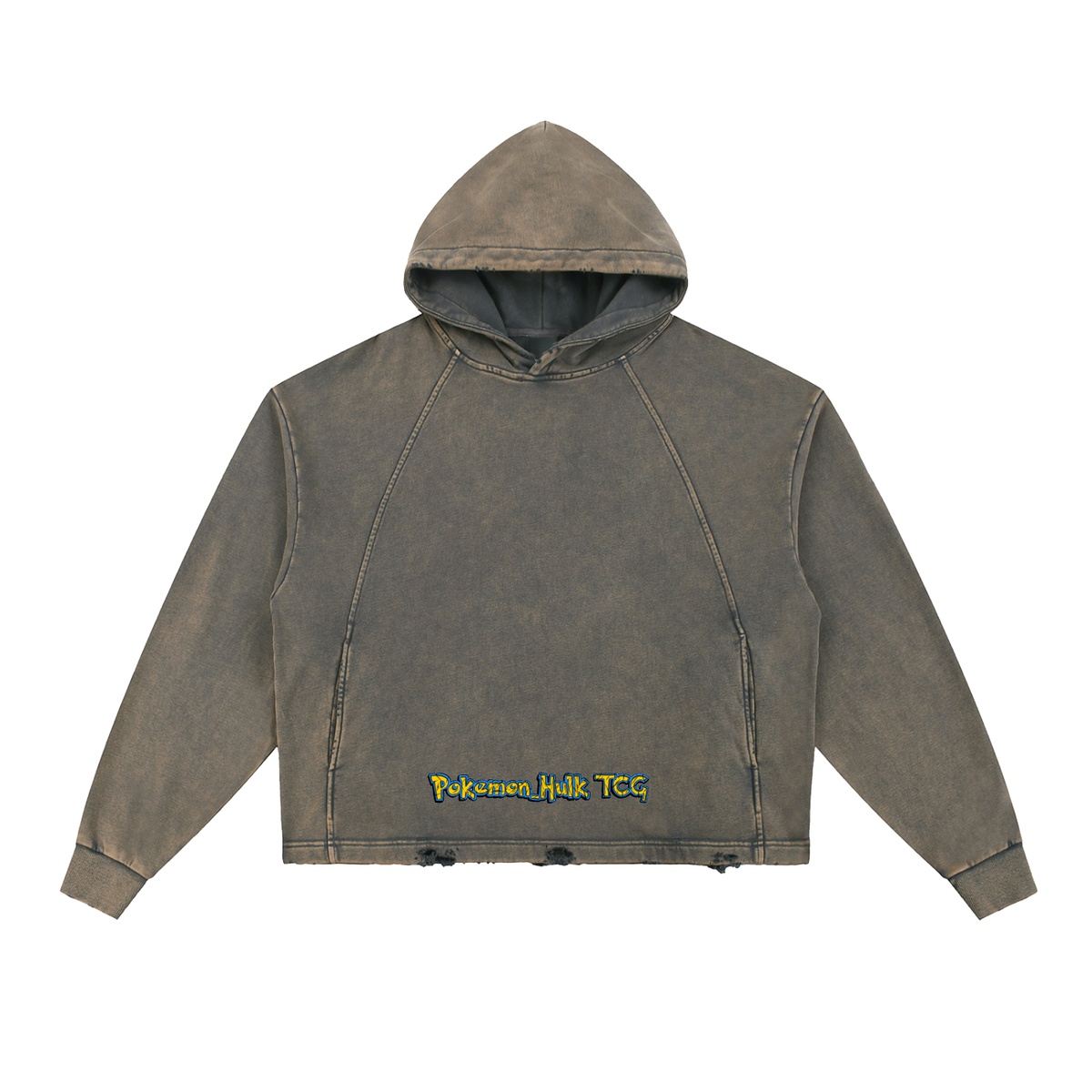 PHT Vintage Washed Frayed-Hem Hoodie Colour Logo