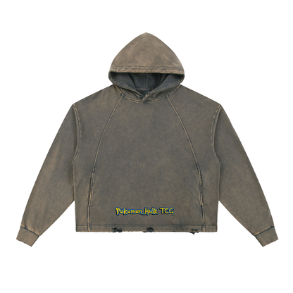 PHT Vintage Washed Frayed-Hem Hoodie Colour Logo