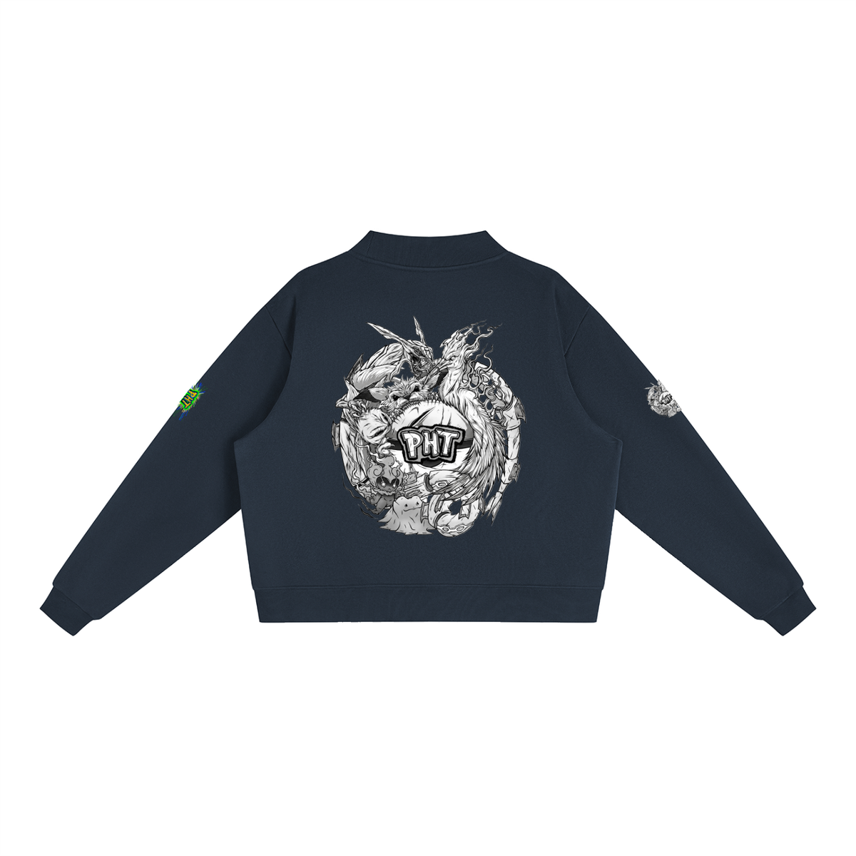 PHT Fleece Mock-Neck Crew Sweatshirt B&W Logo