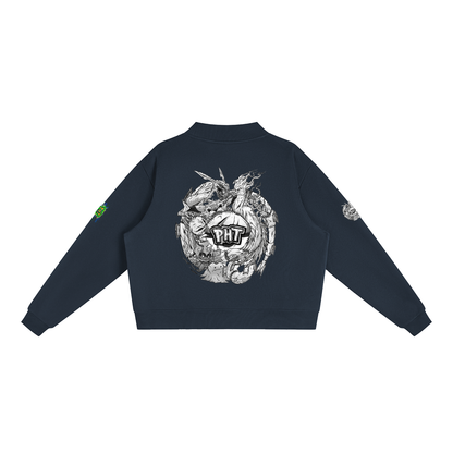 PHT Fleece Mock-Neck Crew Sweatshirt B&W Logo