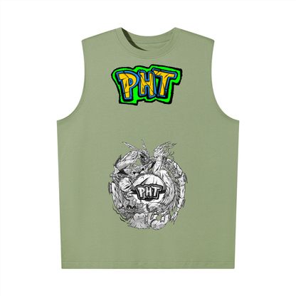 PHT Oversized Cotton Tank  B&W Logo