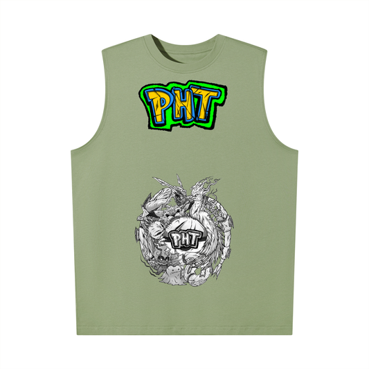 PHT Oversized Cotton Tank  B&W Logo