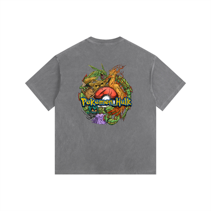 PHT  Vintage Washed Oversized Cotton T-Shirt Colour Logo