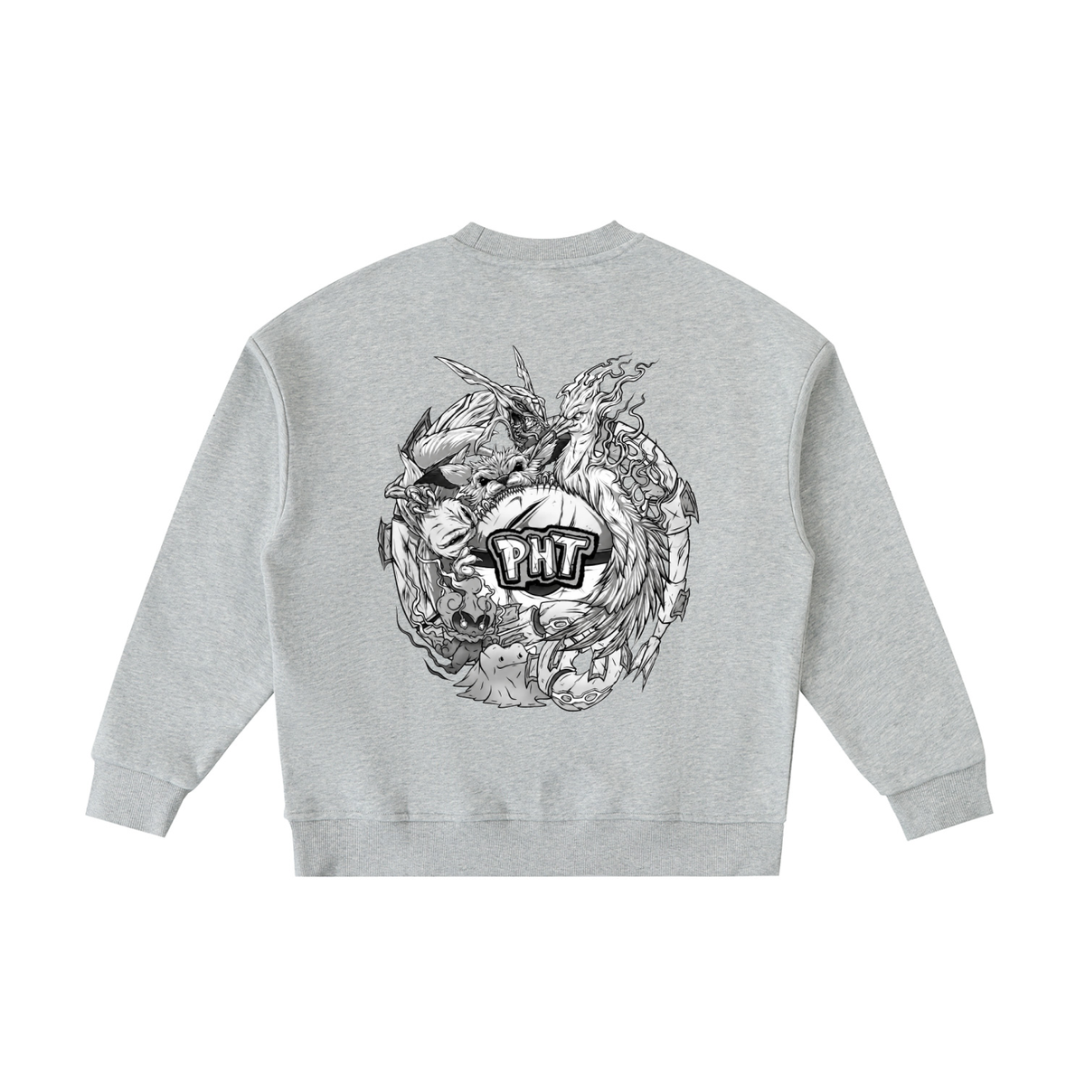 PHT  Fleece Kids' Crewneck Sweatshirt B&W Logo