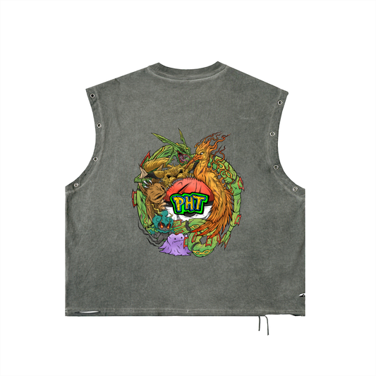 PHT  Distressed Grommet Eyelet Tank Top Colour logo