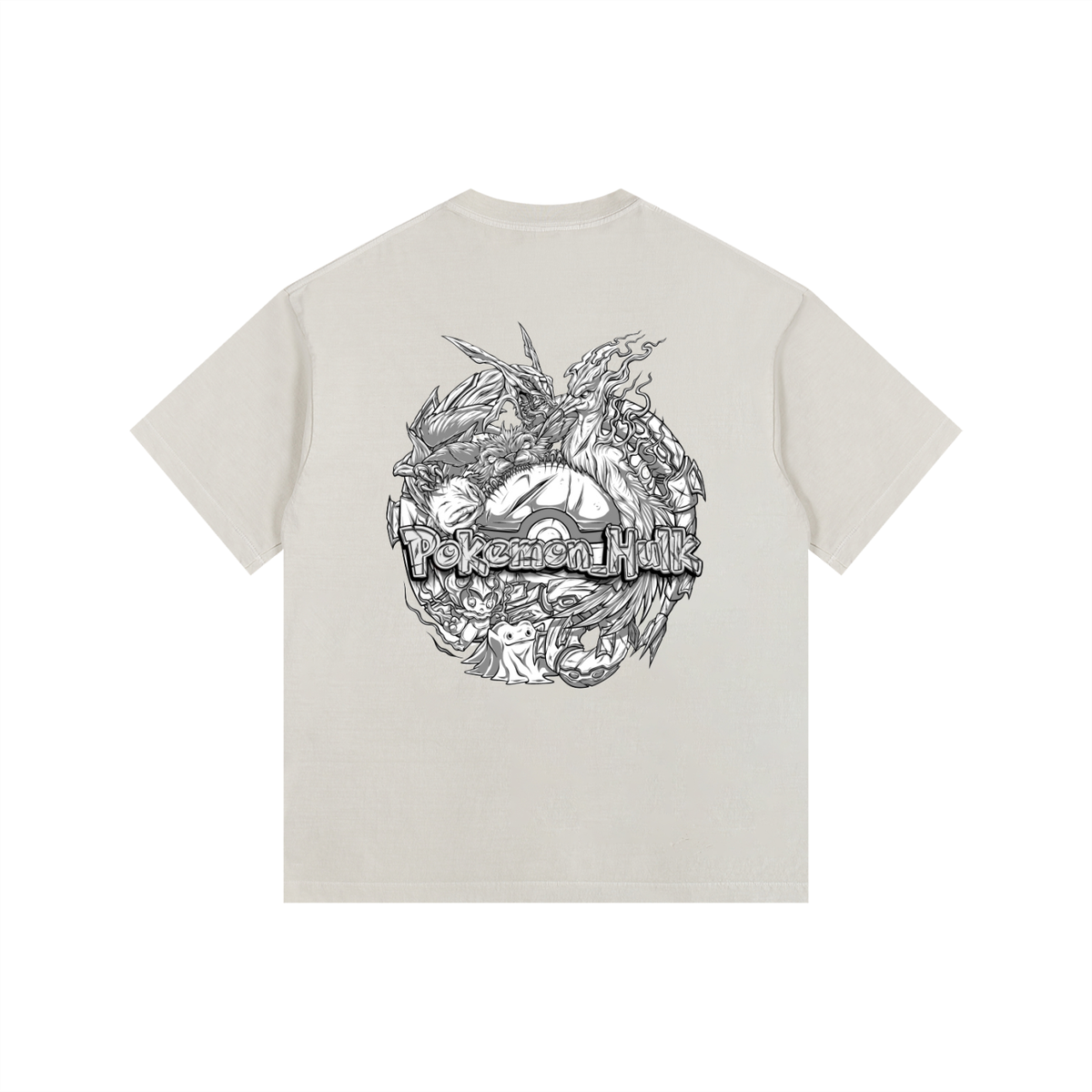 PHT Vintage Washed Oversized Cotton T-Shirt B&W Logo