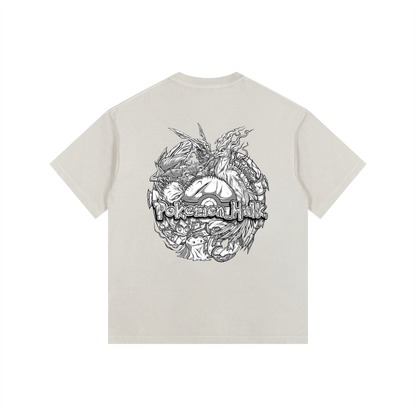 PHT Vintage Washed Oversized Cotton T-Shirt B&W Logo