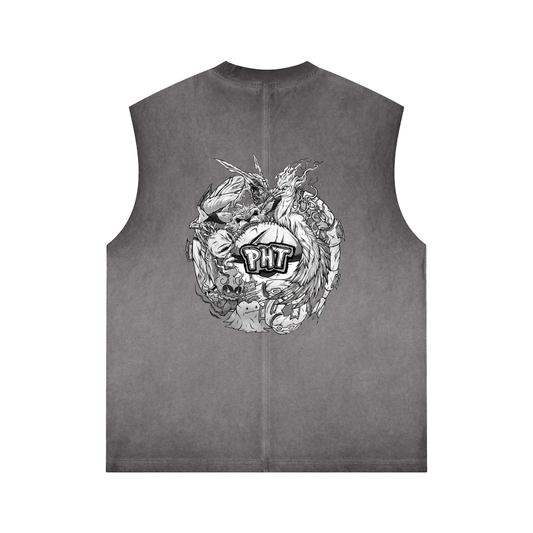 PHT Reverse Washed Tank Top B&W Logo