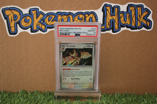 2025 Noctowl Masterball Reverse Holo #078 PSA 10 SUPER LOW POP