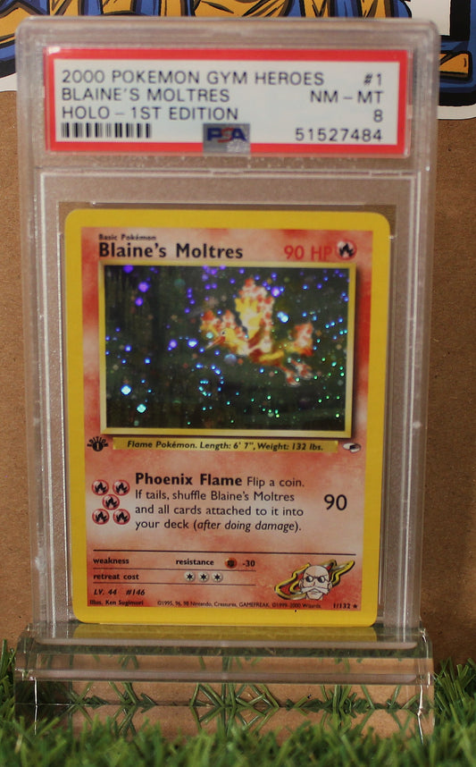 2001 1st Edition Blaine's Moltres PSA 8 Low POP Swirl 🌀