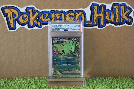 2025 Tyranitar ex Prismatic Evolutions Stamped #064 PSA 10 LOW POP