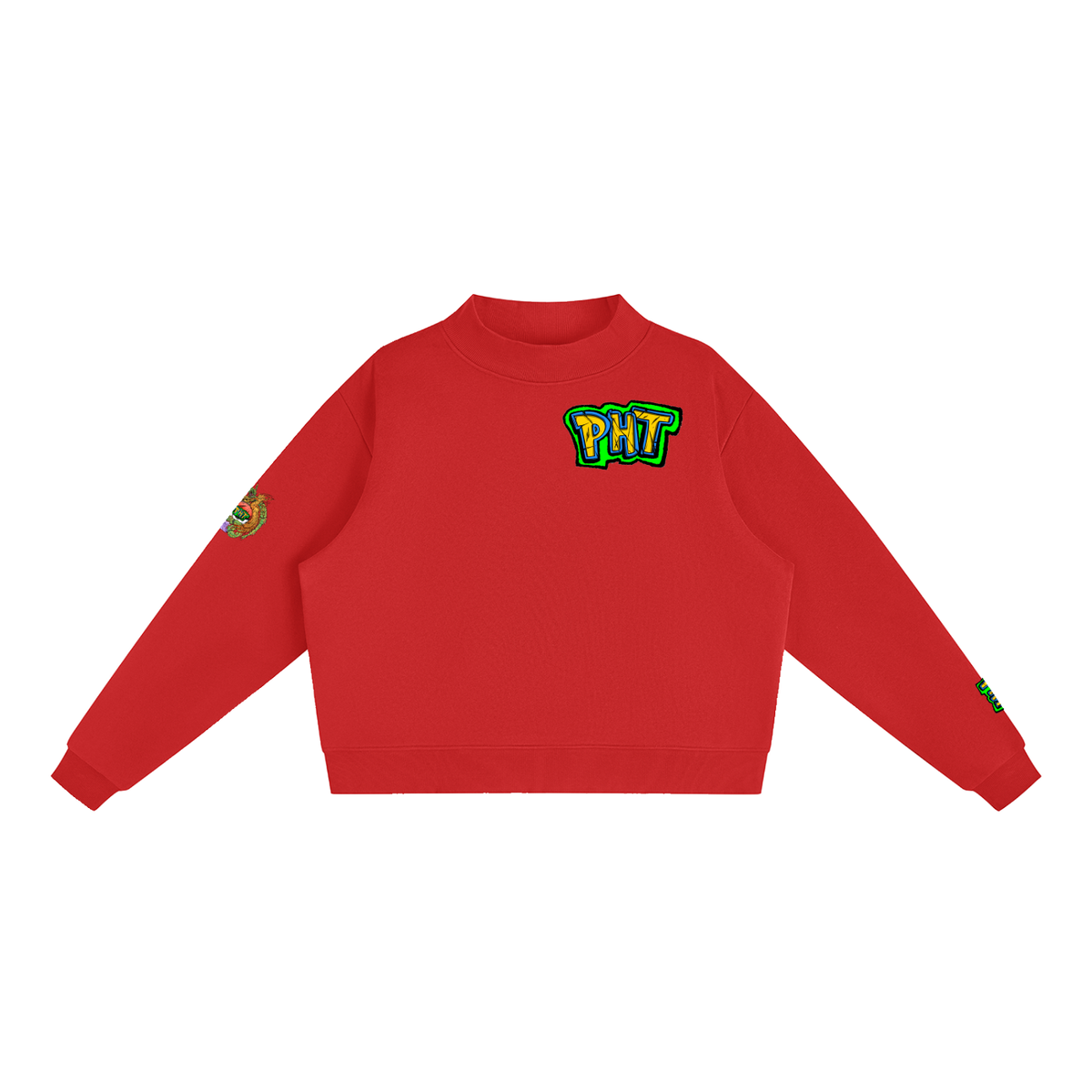 PHT Fleece Mock-Neck Crew Sweatshirt Colour Logo