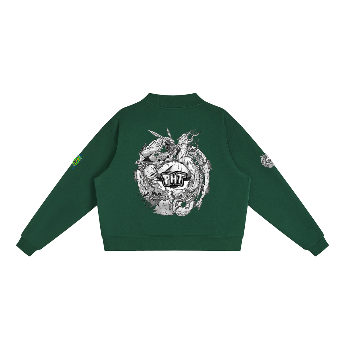 PHT Fleece Mock-Neck Crew Sweatshirt B&W Logo