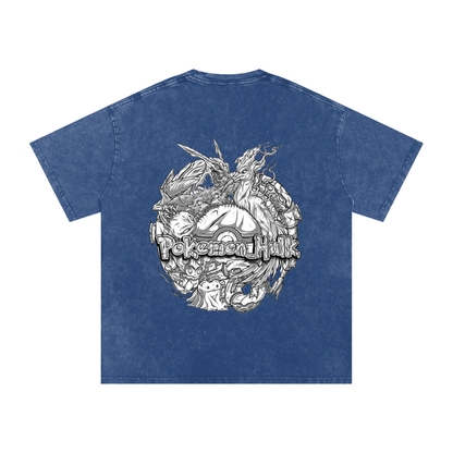 PHT Snow Washed Oversized Cotton T-Shirt B&W Logo