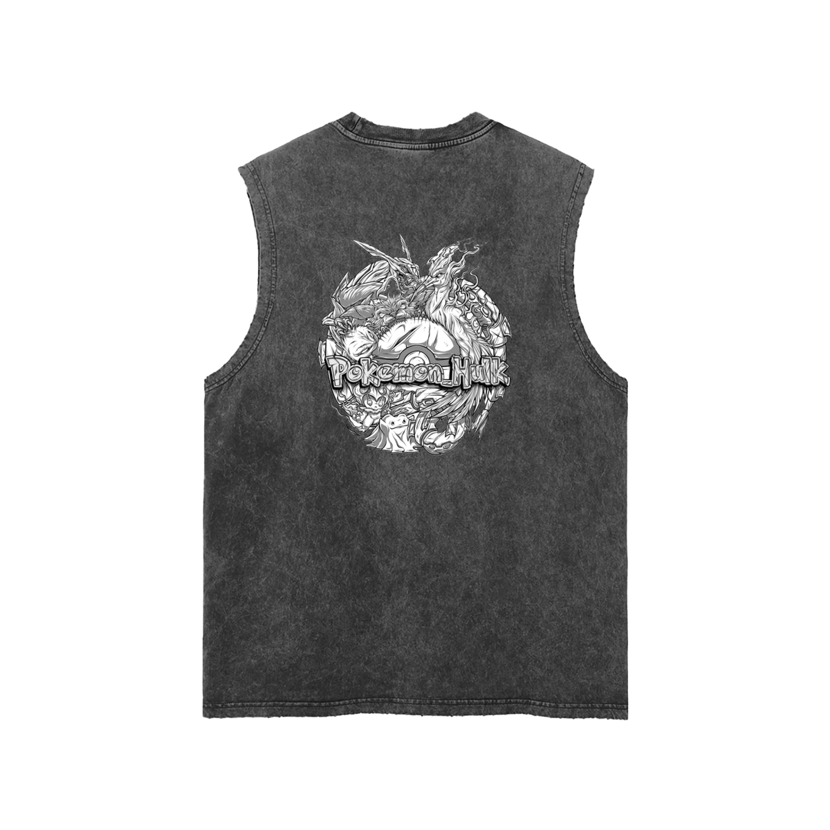 PHT  Snow Washed Frayed Hem Tank Top B&W Logo