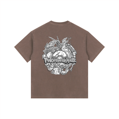 PHT Vintage Washed Oversized Cotton T-Shirt B&W Logo