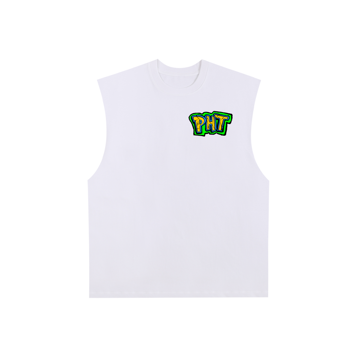 PHT Raw Edge Cotton Tank Top B&W Logo