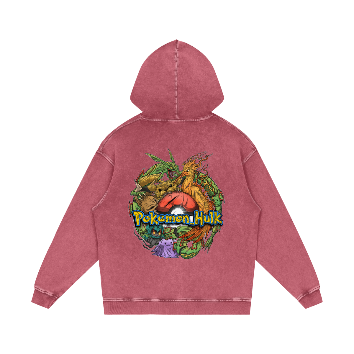 PHT Snow Washed Loose Cotton Hoodie Colour Logo