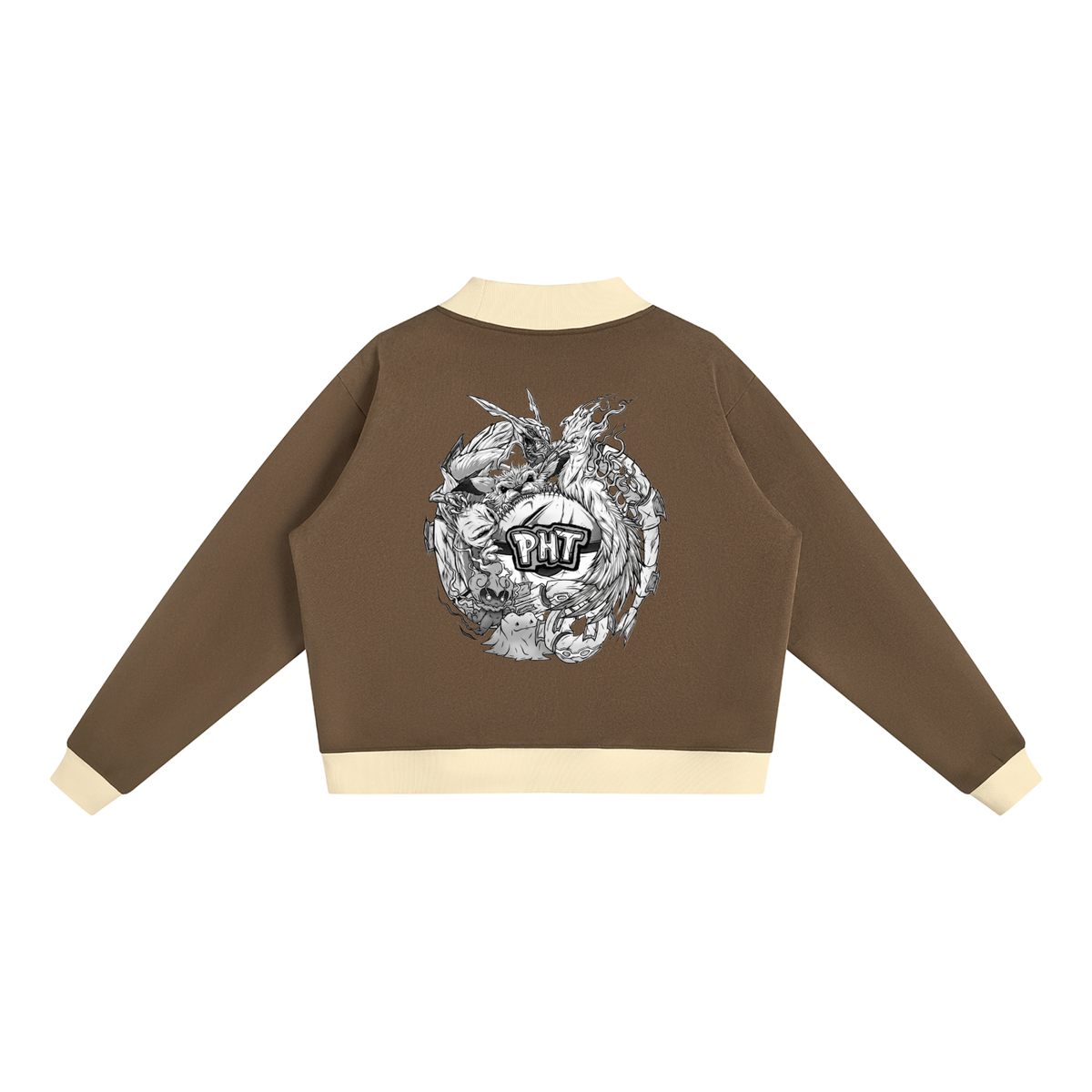PHT Women’s Mock Neck Crewneck Sweatshirt B&W Logo