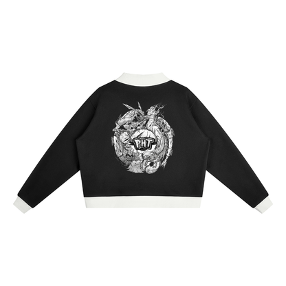 PHT Women’s Mock Neck Crewneck Sweatshirt B&W Logo
