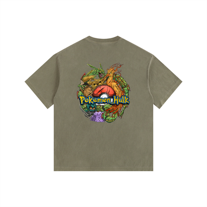 PHT  Vintage Washed Oversized Cotton T-Shirt Colour Logo