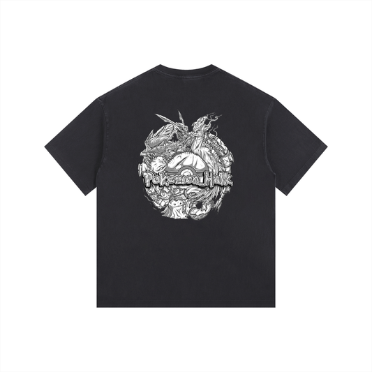 PHT Vintage Washed Oversized Cotton T-Shirt B&W Logo