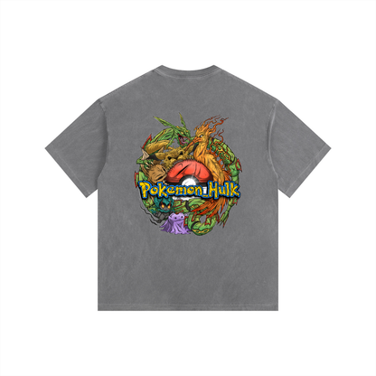 PHT  Vintage Washed Oversized Cotton T-Shirt Colour Logo