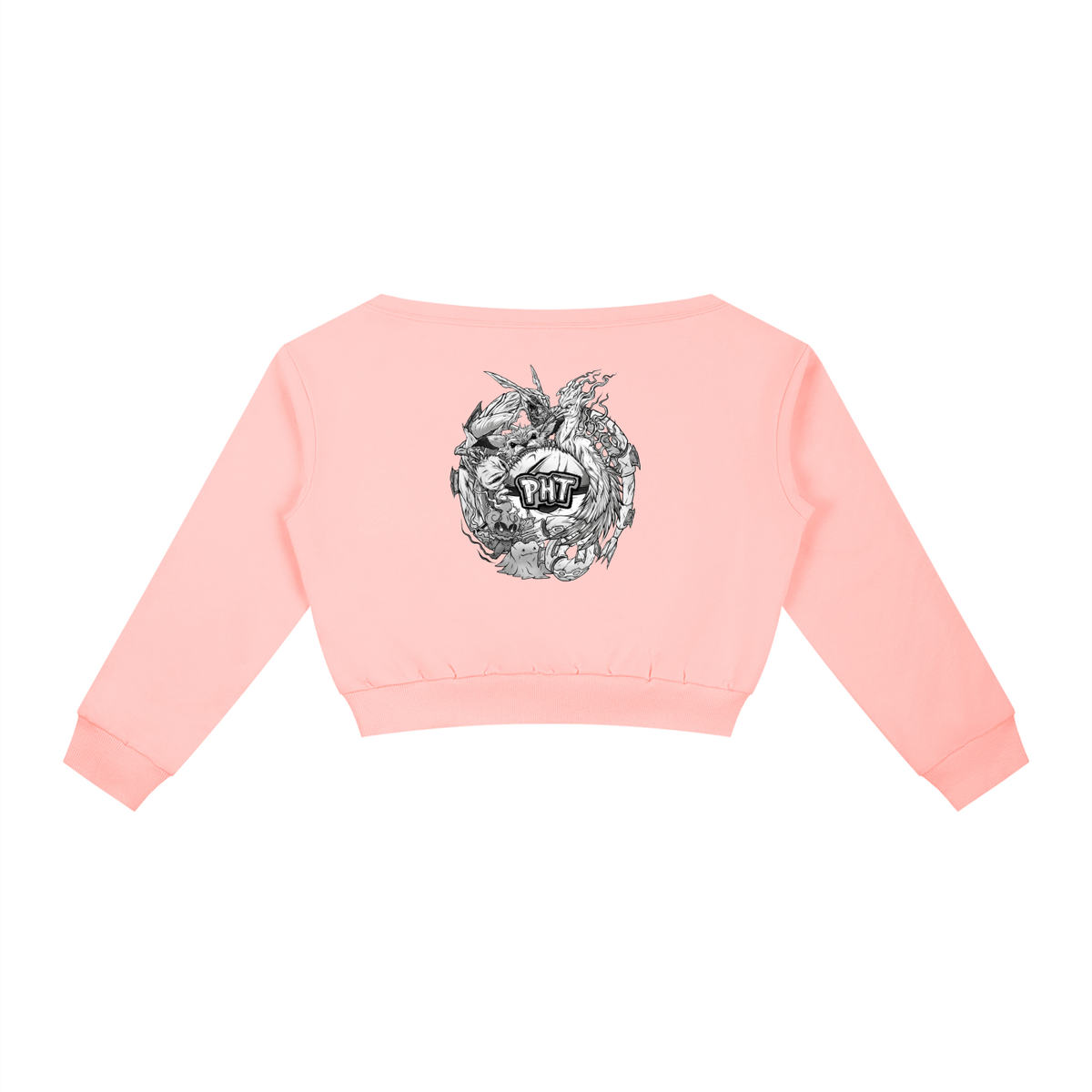 PHT Women's Off-Shoulder Sweatshirt B&W Logo