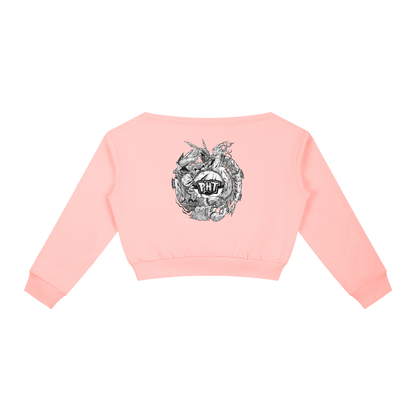PHT Women's Off-Shoulder Sweatshirt B&W Logo